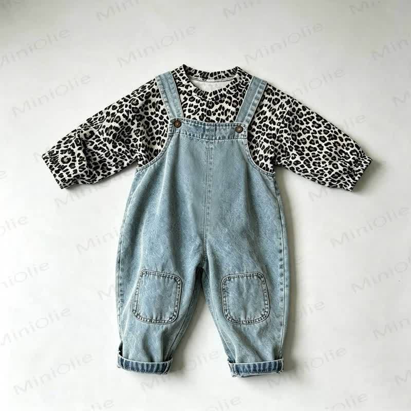 Toddler Blue Denim Pocket Overalls - Blue - 7-10T - image 1