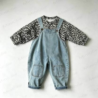 Toddler Blue Denim Pocket Overalls - Blue - 7-10T - image 1