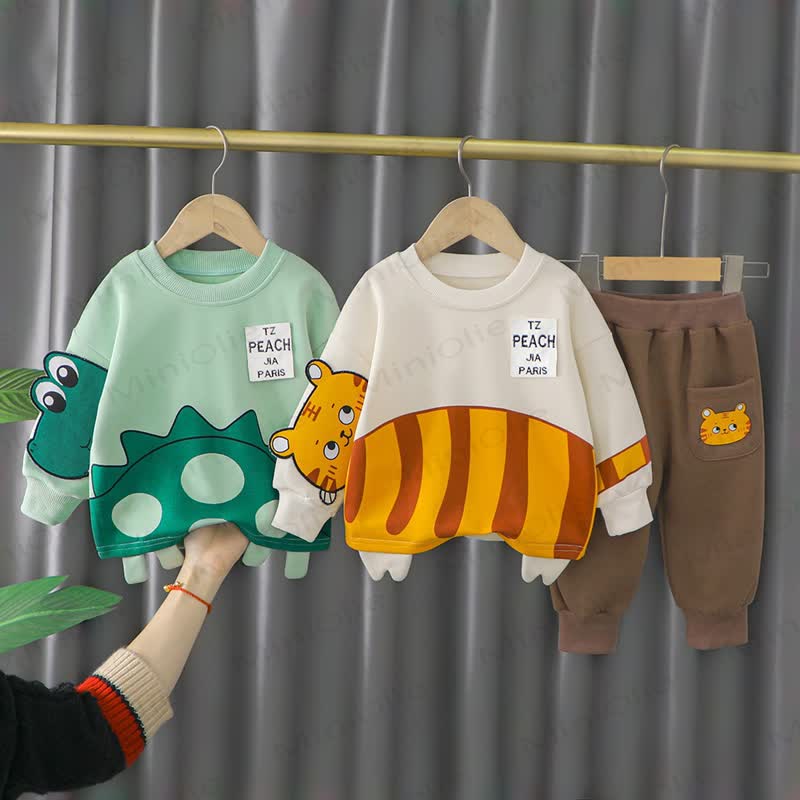 Baby Cartoon Animal Sweatshirt and Jogger 2-Piece Set - image 1
