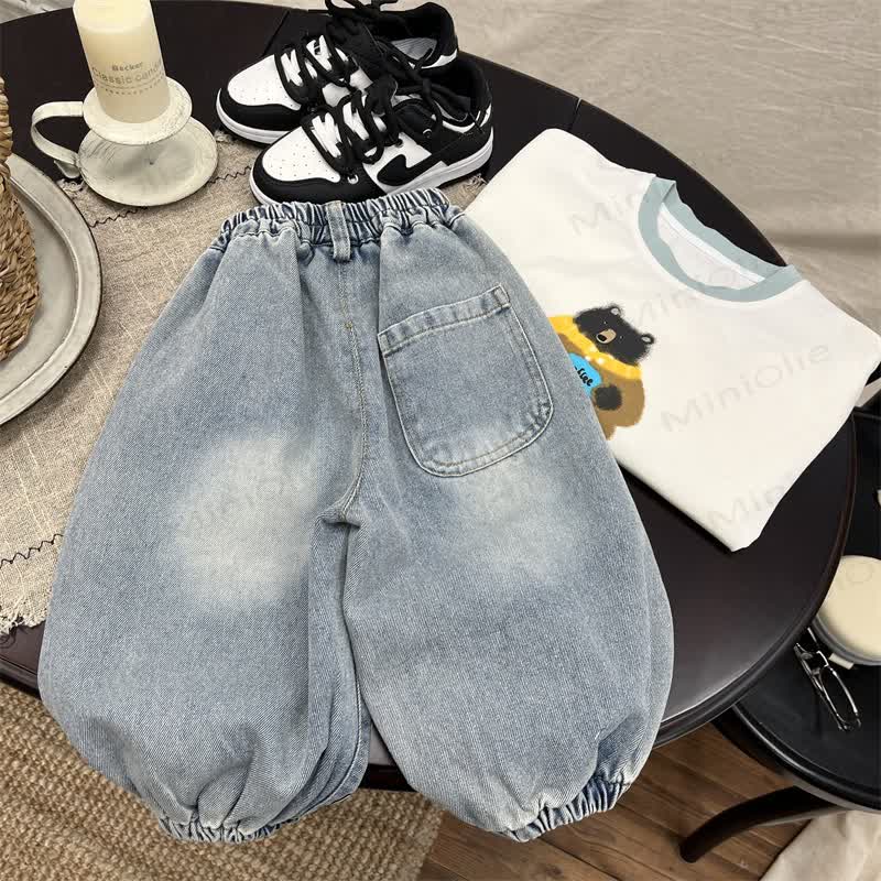 Toddler Blue Graffiti Denim Balloon Pants - image 2