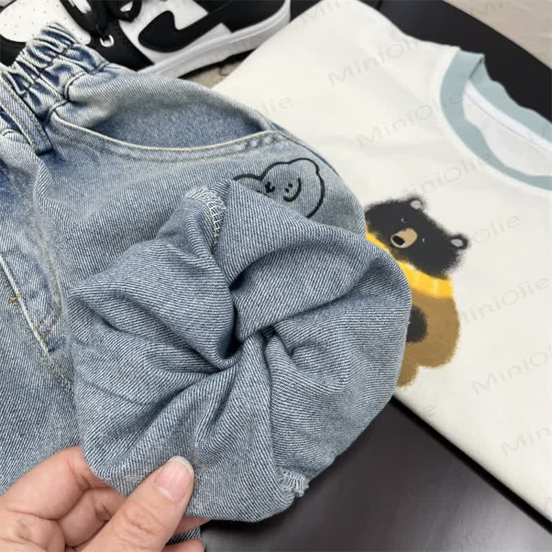 Toddler Blue Graffiti Denim Balloon Pants - image 7
