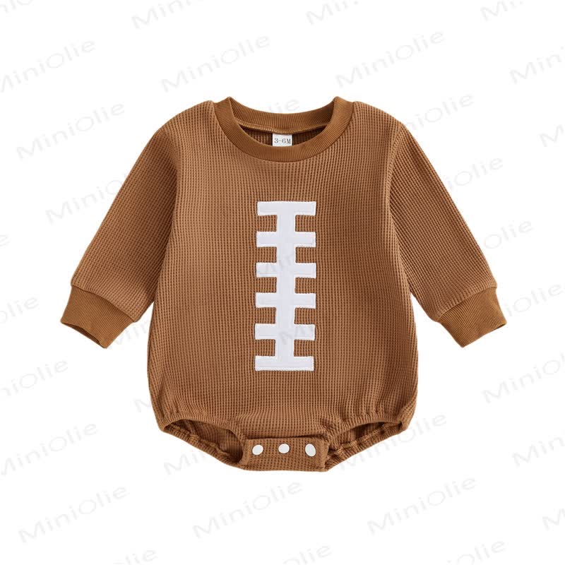 Baby Boy Waffle Football Long Sleeve Bodysuit - Brown - 12-18M - image 2