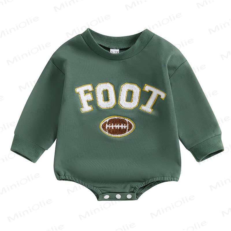 FOOT Baby Long Sleeve Football Sweatshirt Bodysuit - Green - 12-18M - image 3