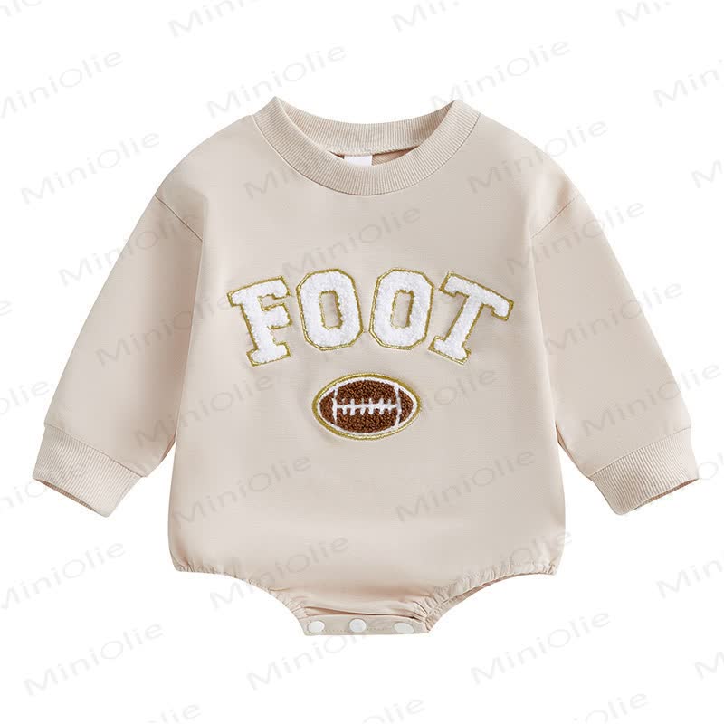 FOOT Baby Long Sleeve Football Sweatshirt Bodysuit - Beige - 12-18M - image 7