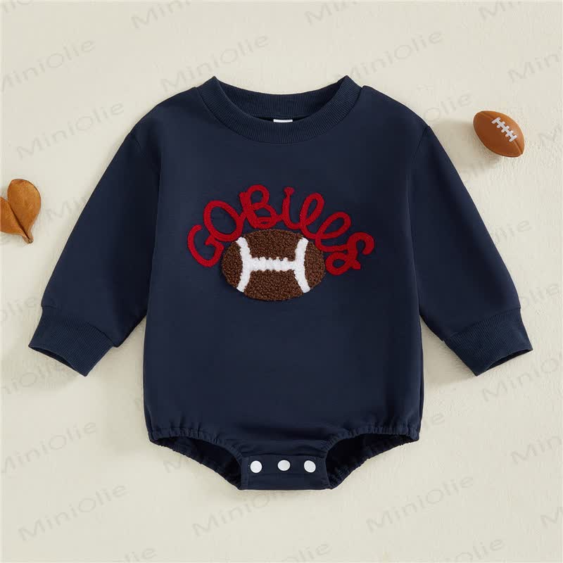 GO BILLS Baby Boy Navy Football Patch Long Sleeve Bodysuit - image 1