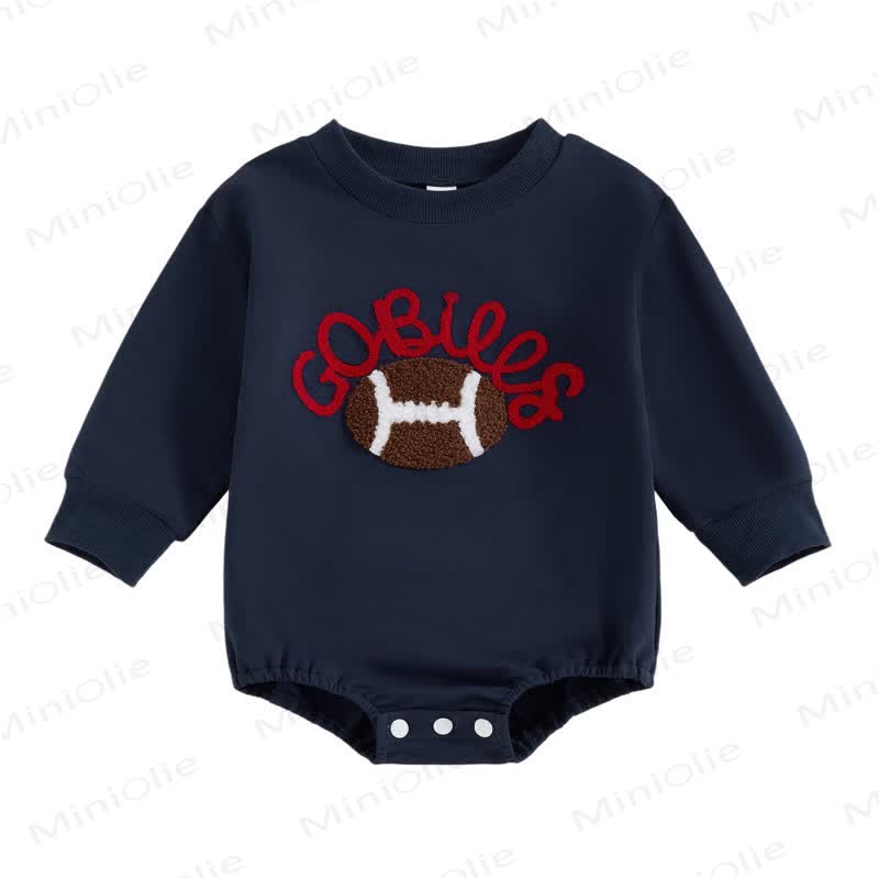 GO BILLS Baby Boy Navy Football Patch Long Sleeve Bodysuit - Navy - 12-18M - image 3
