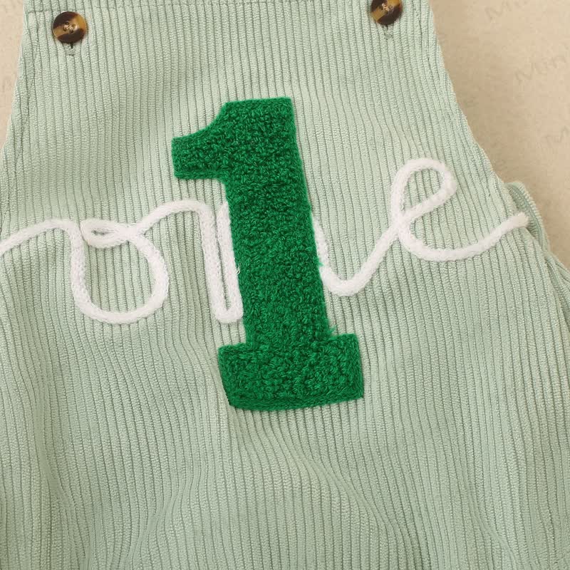1 ONE Baby Corduroy Crossback Suspender Short Bodysuit - image 3