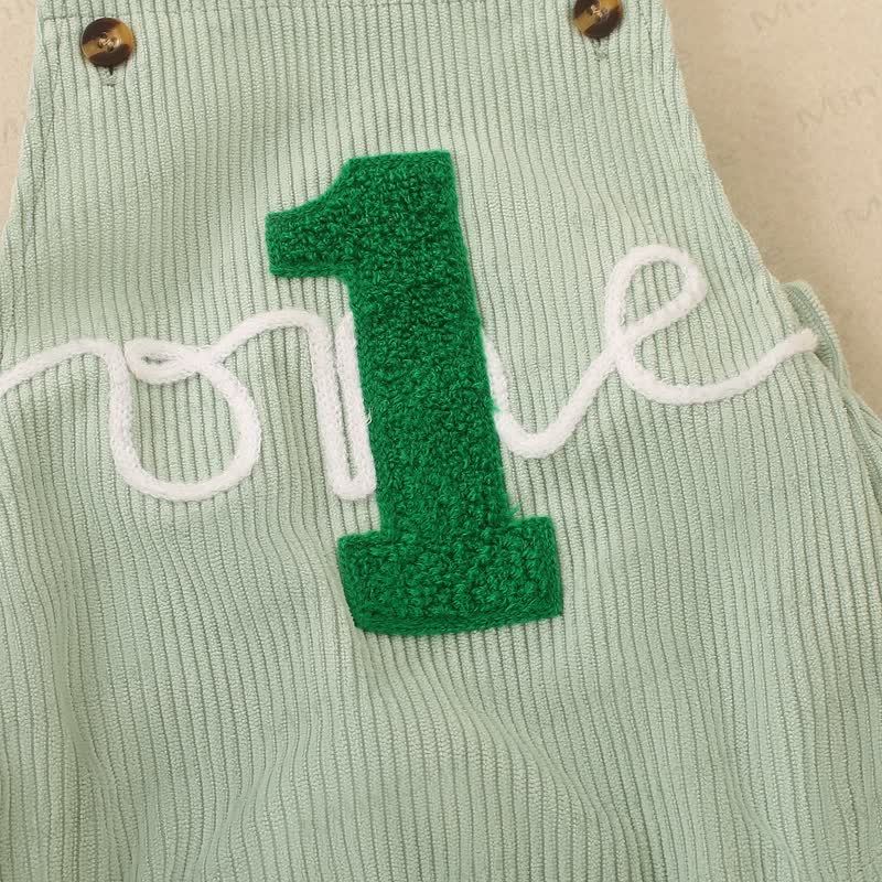 1 ONE Baby Corduroy Crossback Suspender Short Bodysuit - image 3