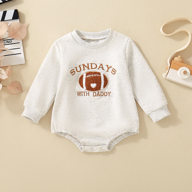 SUNDAYS WITH DADDY Baby Football Long Sleeve Bodysuit - Gray - 12-18M - image 2