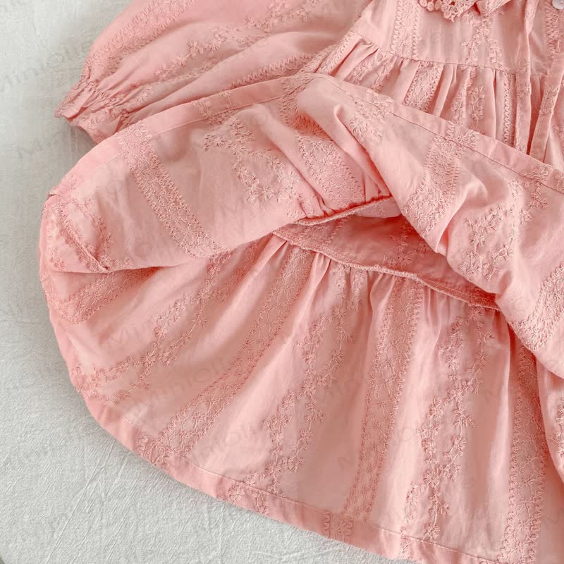 Toddler Girl Bow Lace Collar Long Sleeve Dress - image 6