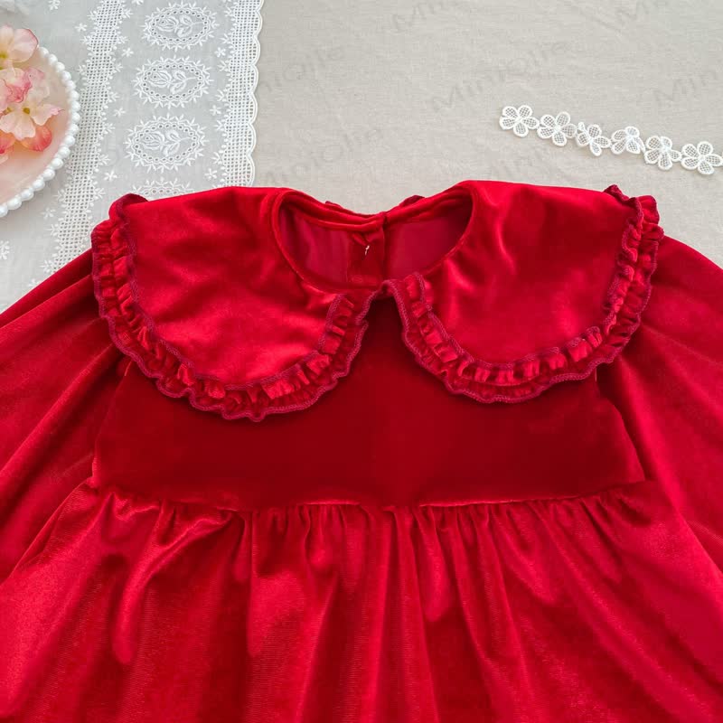 Toddler Girl Christmas Ruffle Collar Dress - image 4