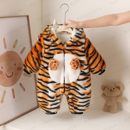 Baby Tiger Hooded Zip Front Costume Romper - image 3