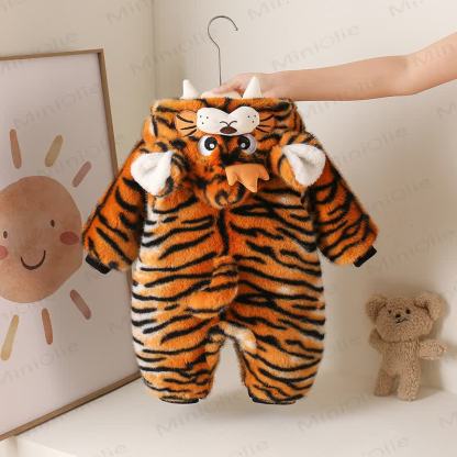 Baby Tiger Hooded Zip Front Costume Romper - image 4