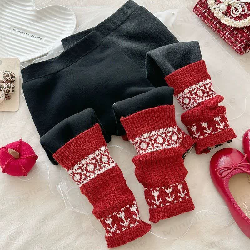 Toddler Girl Fleece Christmas Print Trim Winter Leggings - image 1