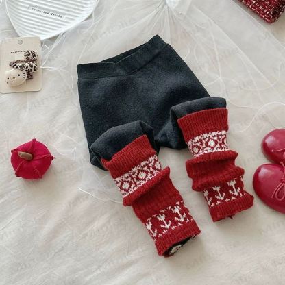 Toddler Girl Fleece Christmas Print Trim Winter Leggings - image 3