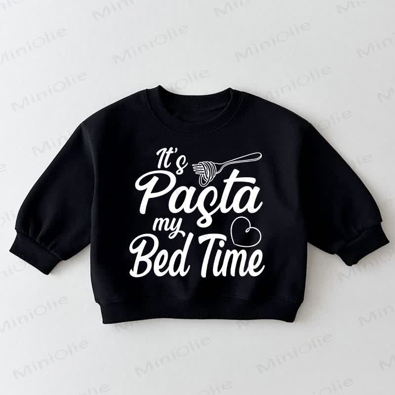 IT'S PASTA MY BED TIME Baby Toddler Pasta Heart Black Sweatshirt - Black - 3-5T - image 1