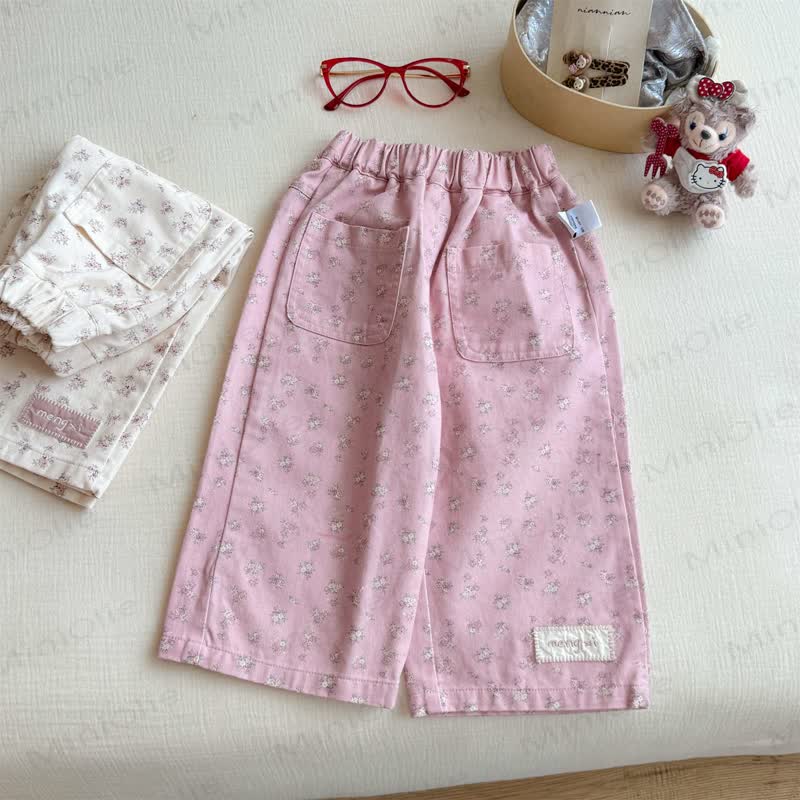 Toddler Girl Ditsy Floral Elastic Waist Lounge Pants - Pink - 8-9T - image 2