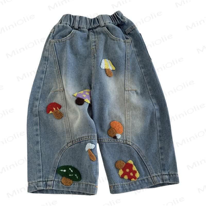 Toddler Mushroom Patch Blue Denim Pants - image 2