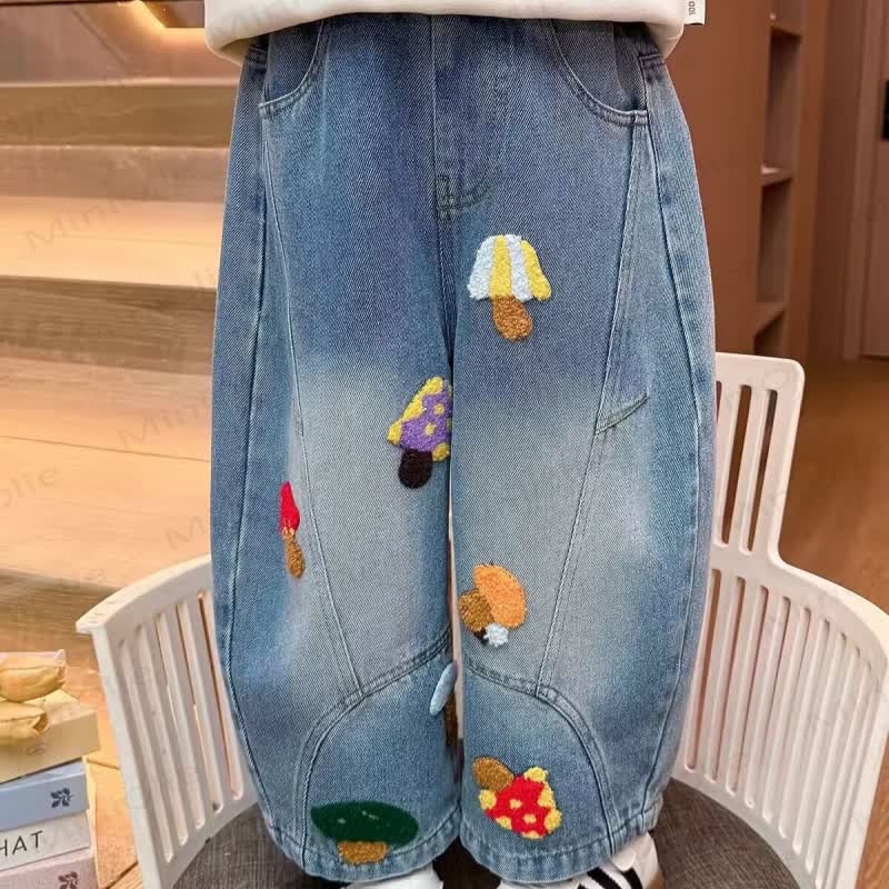 Toddler Mushroom Patch Blue Denim Pants - image 4