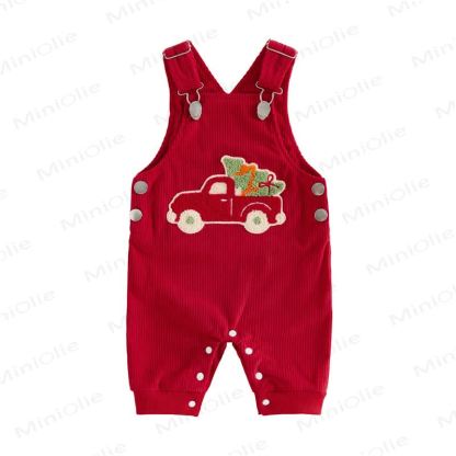 Baby Christmas Tree Truck Patch Overalls - Red - 12-18M - image 1