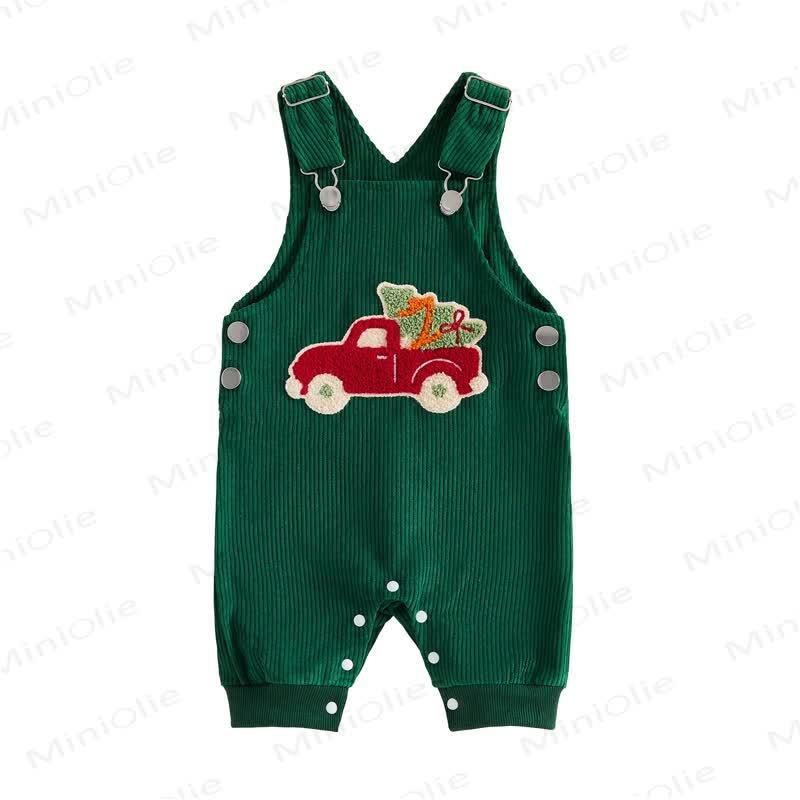 Baby Christmas Tree Truck Patch Overalls - Green - 12-18M - image 2