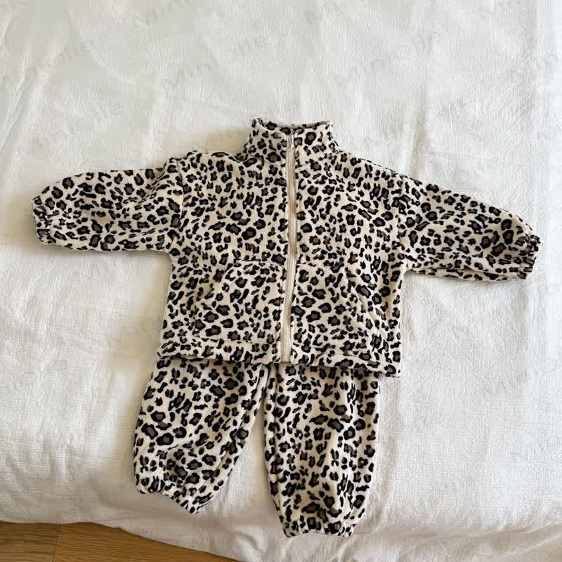 Baby Toddler Leopard Print Long Sleeve Set - Beige - 6-7T - image 3