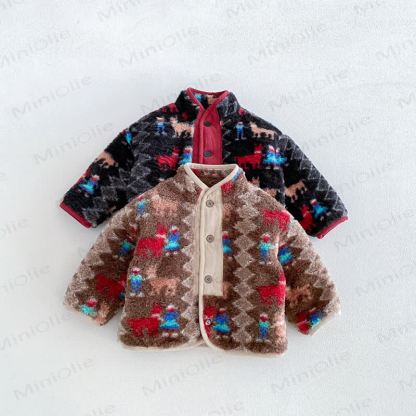Baby Toddler Boy Animal Check Fleece Button Jacket - image 2