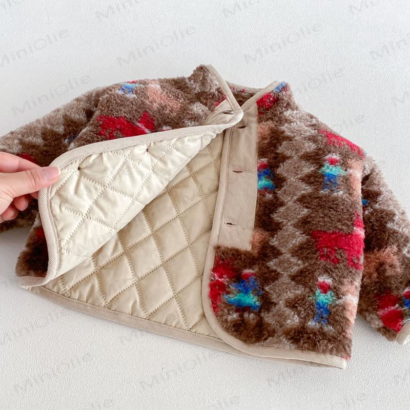 Baby Toddler Boy Animal Check Fleece Button Jacket - image 5