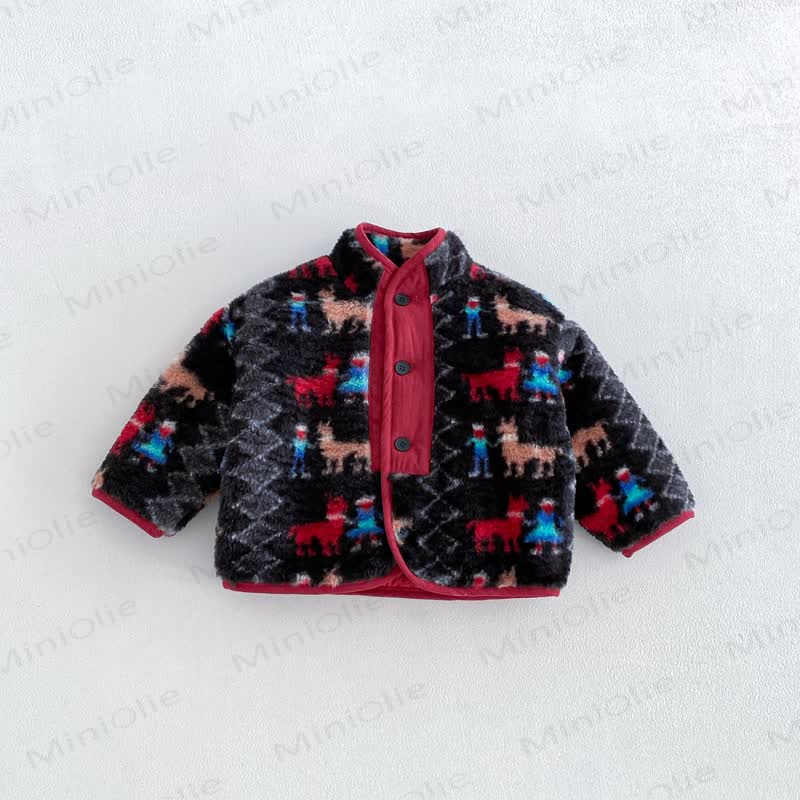 Baby Toddler Boy Animal Check Fleece Button Jacket - Black - 4-5T - image 6