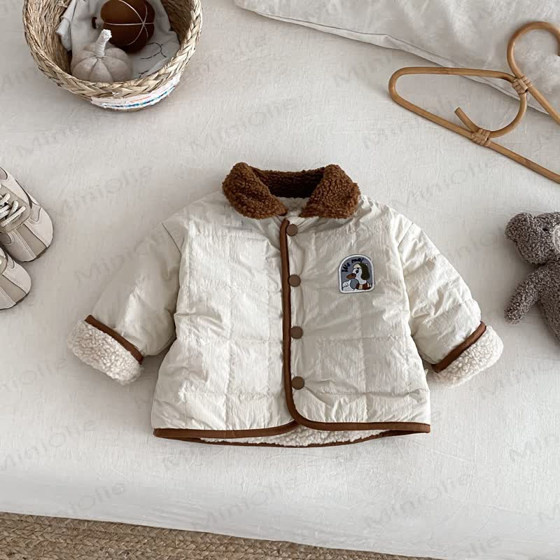 HANG OUT WITH ME! Baby Toddler Boy Goose Fleece Reversible Quilted Jacket Coat - image 3