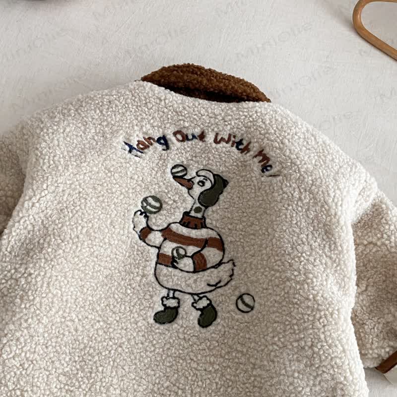 HANG OUT WITH ME! Baby Toddler Boy Goose Fleece Reversible Quilted Jacket Coat - image 8