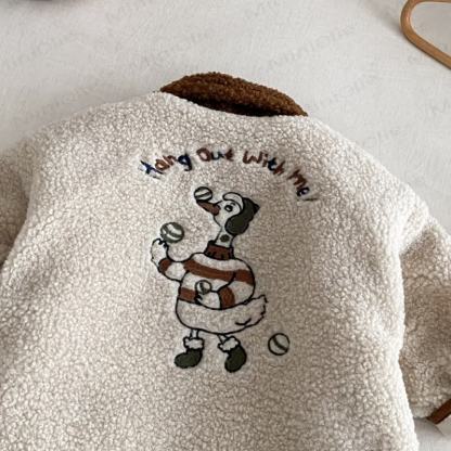 HANG OUT WITH ME! Baby Toddler Boy Goose Fleece Reversible Quilted Jacket Coat - image 8