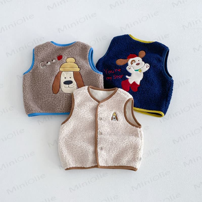 Baby Toddler Boy Fleece Dog Front Outerwear Vest - image 1