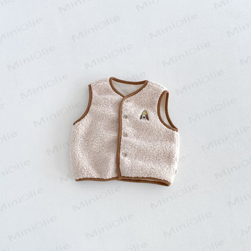 Baby Toddler Boy Fleece Dog Front Outerwear Vest - Beige - 6-7T - image 3