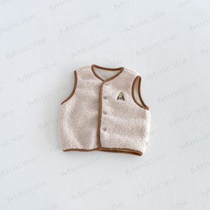 Baby Toddler Boy Fleece Dog Front Outerwear Vest - Beige - 6-7T - image 3