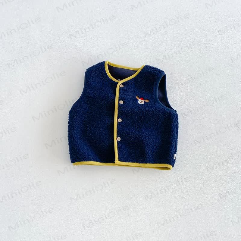 Baby Toddler Boy Fleece Dog Front Outerwear Vest - Navy - 6-7T - image 4
