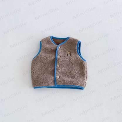 Baby Toddler Boy Fleece Dog Front Outerwear Vest - Brown - 6-7T - image 5