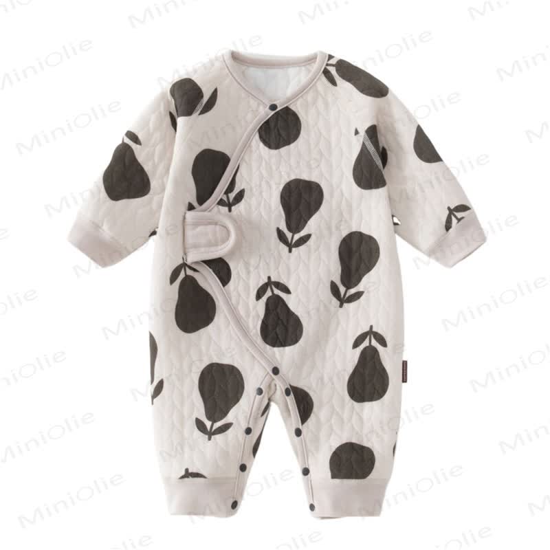 Baby Quilted Animal Fruit Print Wrap Long Sleeve Romper - image 2