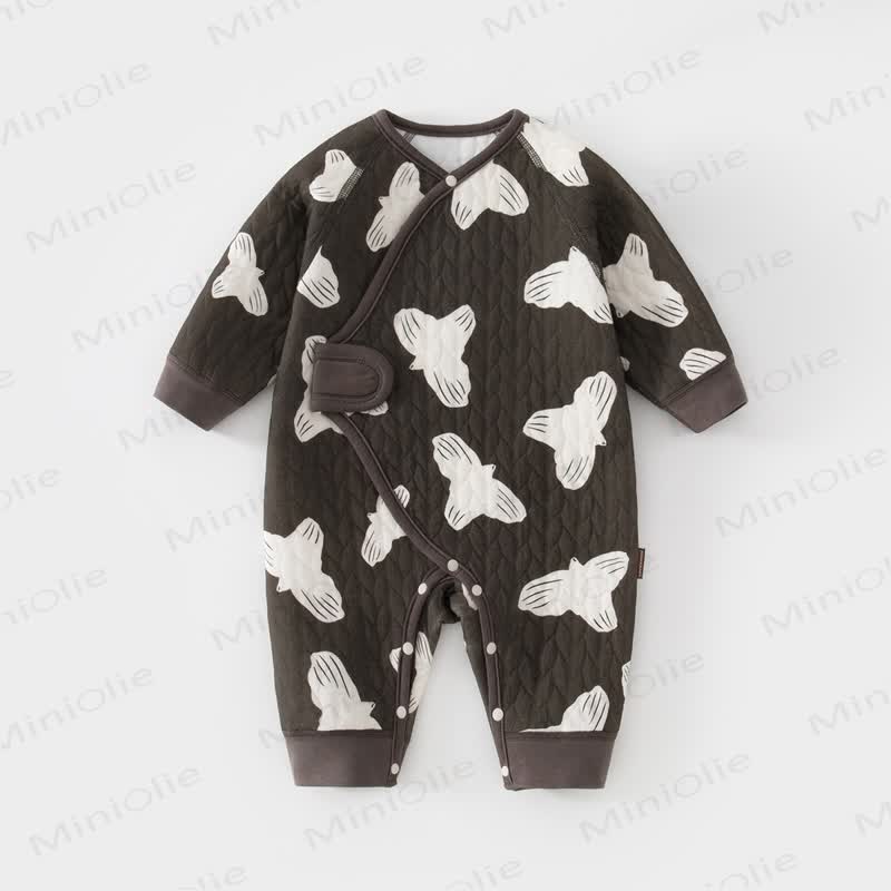 Baby Quilted Animal Fruit Print Wrap Long Sleeve Romper - Bird - 6-12M - image 5
