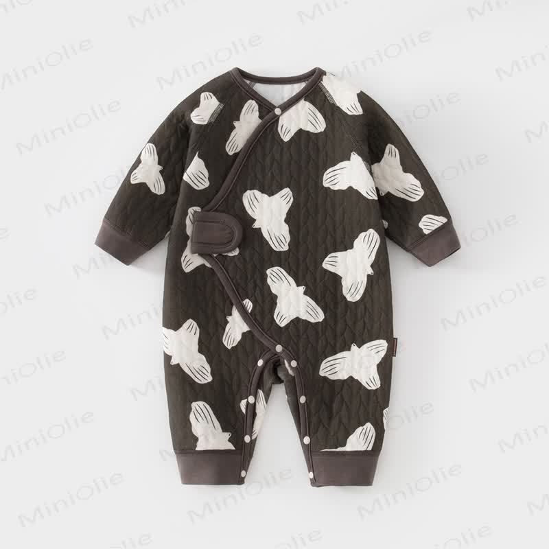 Baby Quilted Animal Fruit Print Wrap Long Sleeve Romper - Bird - 6-12M - image 5