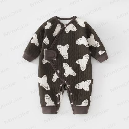 Baby Quilted Animal Fruit Print Wrap Long Sleeve Romper - Bird - 6-12M - image 5