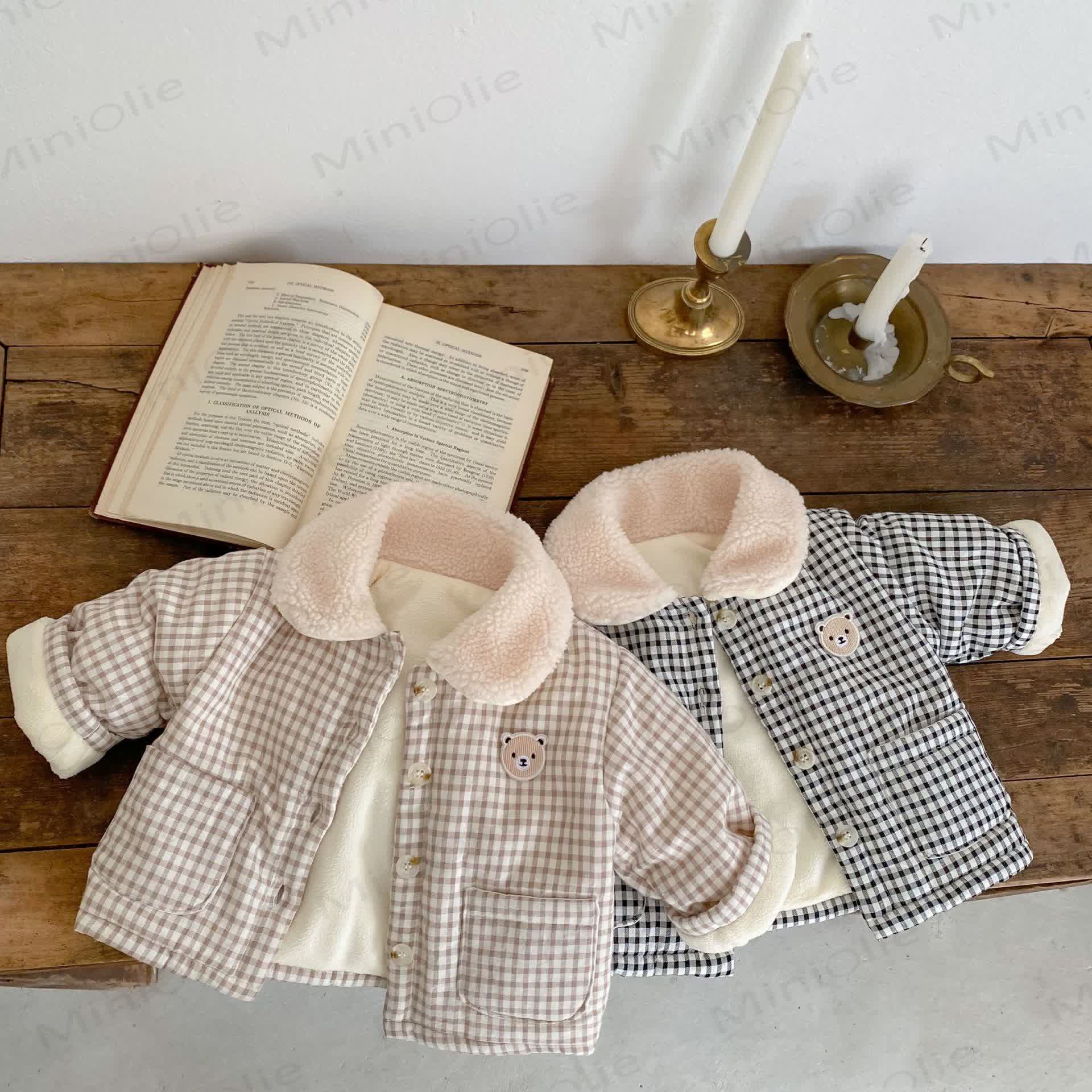 Baby Bear Padded Plaid Sherpa Collar Jacket - image 1