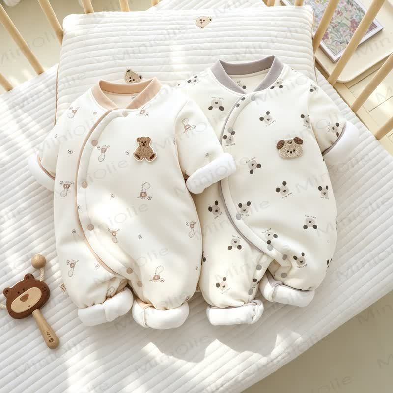 Baby Animal Print Quilted Romper - image 1