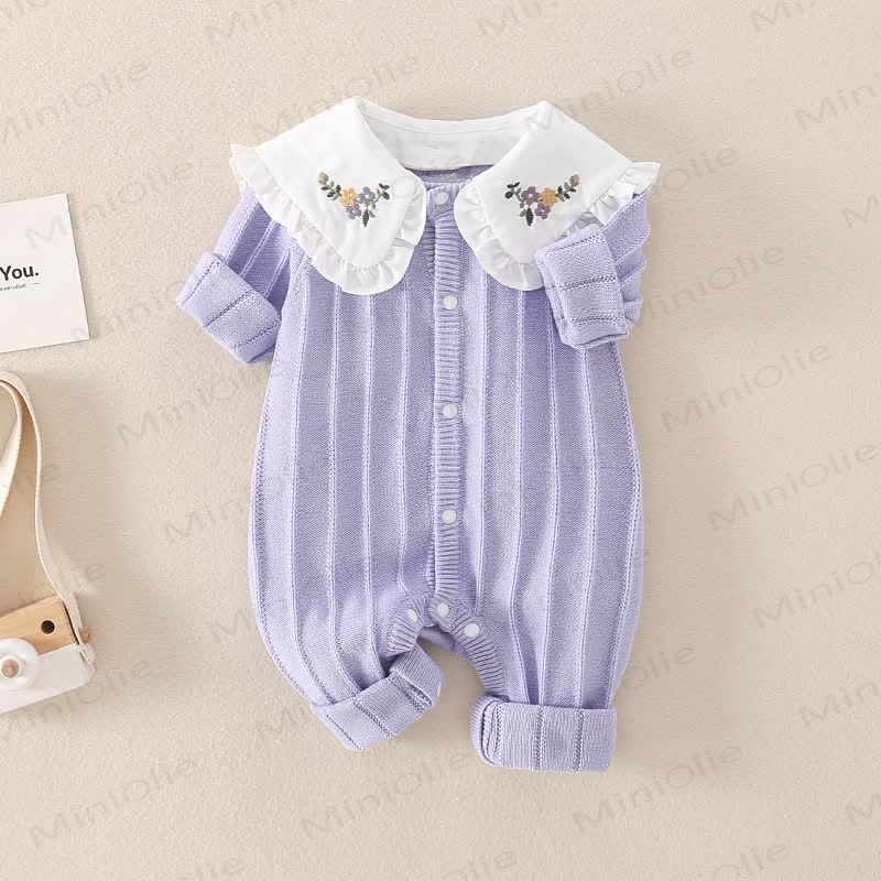 Baby Floral Collar Purple Romper - Purple - 59cm - image 1