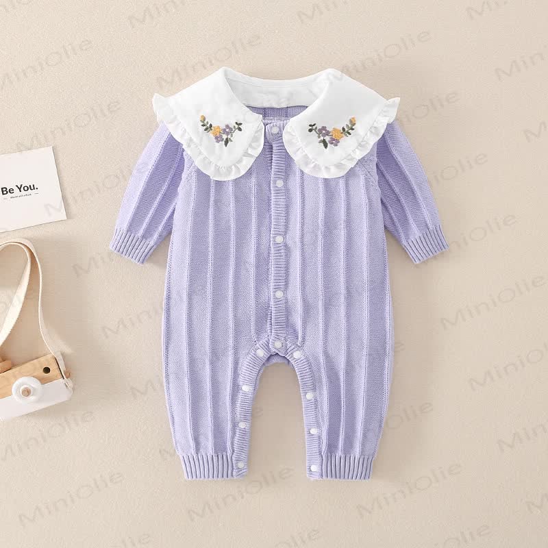 Baby Floral Collar Purple Romper - image 2