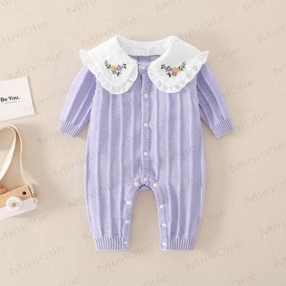 Baby Floral Collar Purple Romper - image 2