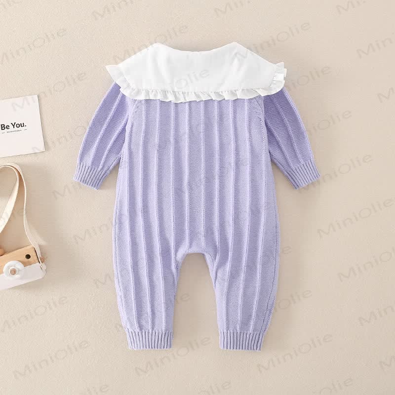 Baby Floral Collar Purple Romper - image 3
