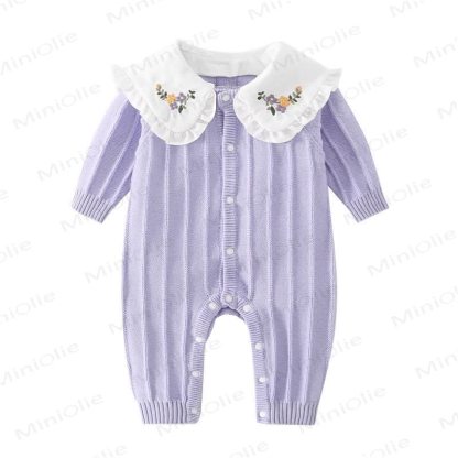 Baby Floral Collar Purple Romper - image 6