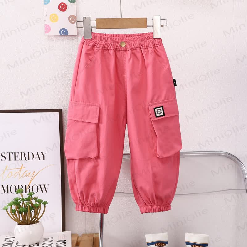 Toddler Solid Color Relaxed Utility Cargo Jogger - Fuchsia - 6-7T - image 3