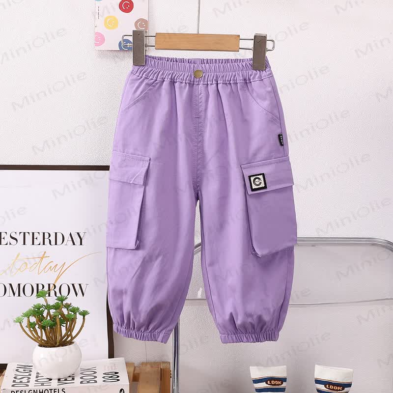 Toddler Solid Color Relaxed Utility Cargo Jogger - Purple - 6-7T - image 4